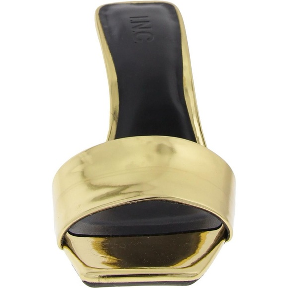 CANDINA WOMENS PATENT SQUARE TOE SLIDE SANDALS - Picture 3 of 7